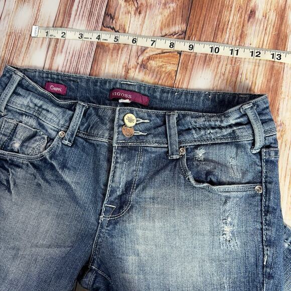 Vigoss CAPRI Size 1/2 26 Blue Low Rise Crop Jeans Denim Pants Long Shorts 26x16 - Picture 5 of 10